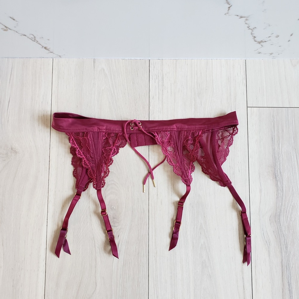 Victoria's Secret Burgundy Lace Garter Belt